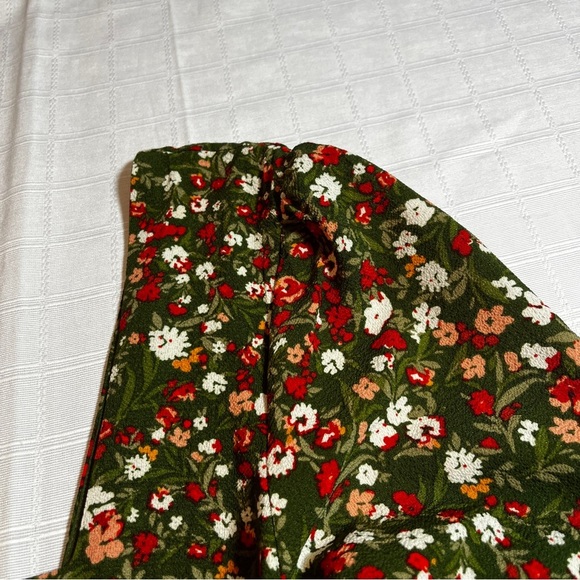 BCBG Olive Green Babydoll Micro Floral Peasant Women's XXL Dress Square Neckline - Picture 12 of 13